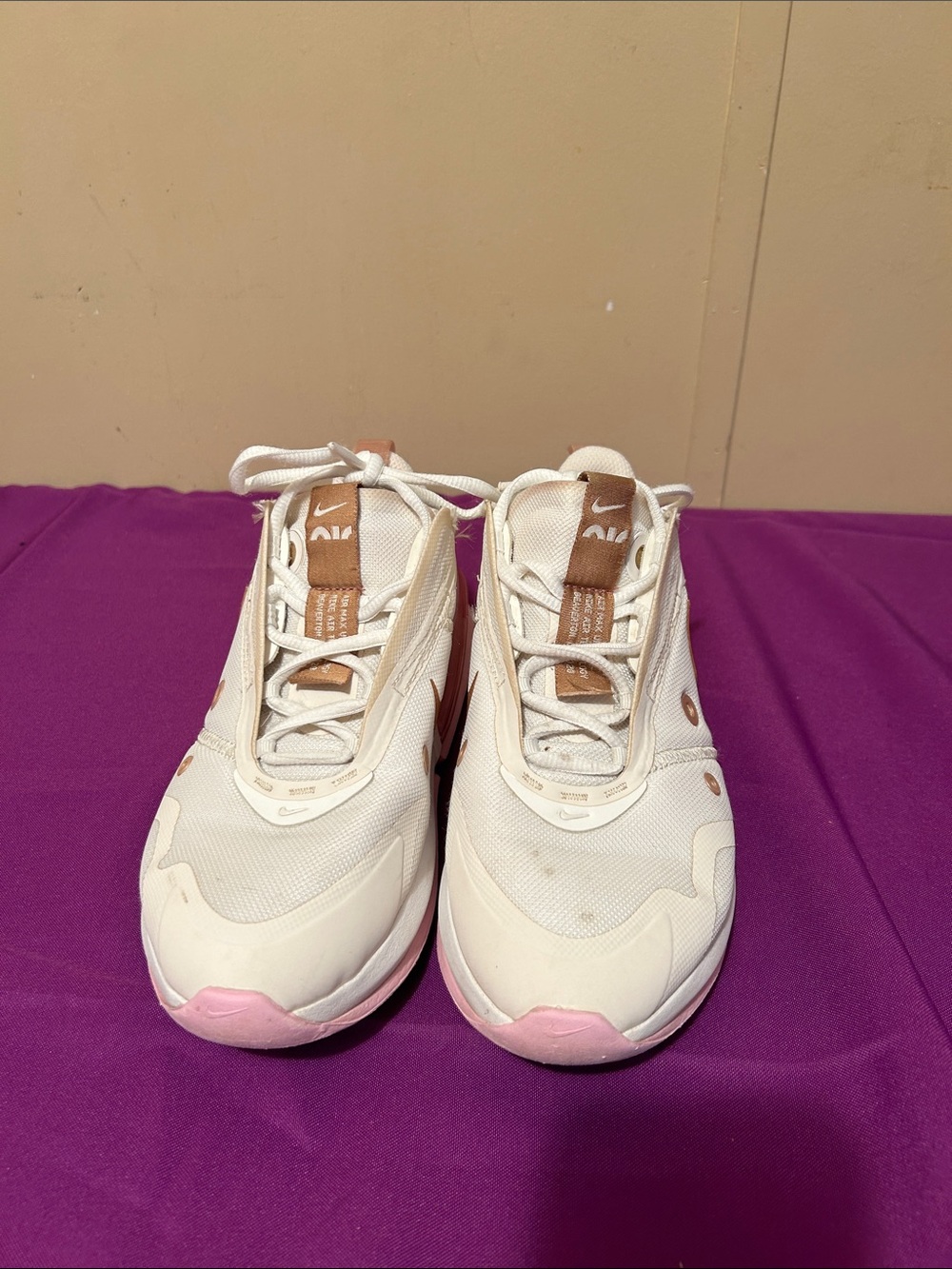 Nike Women's Cream and Light Pink Low-Top Sneakers